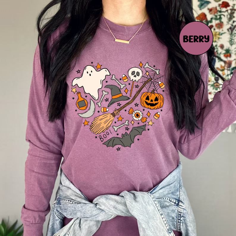 Halloween doodle long sleeve shirt