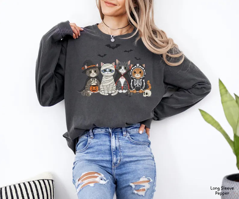 Halloween Cat Long Sleeve Shirt
