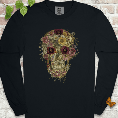 Floral Skull Long Sleeve T-Shirt
