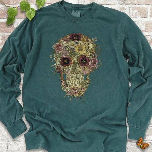 Floral Skull Long Sleeve T-Shirt