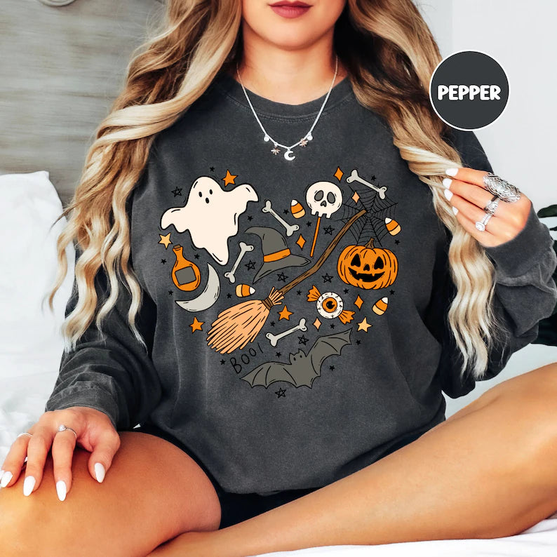 Halloween doodle long sleeve shirt