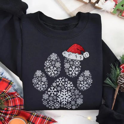 Christmas Dog Paw Shirt: Santa Hat Pet Owner Gift