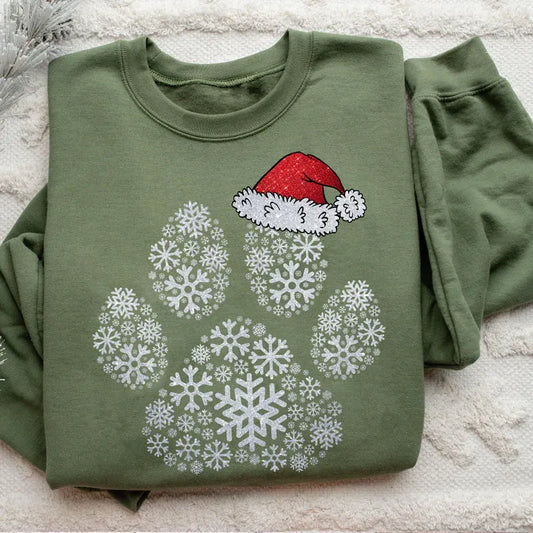 Christmas Dog Paw Shirt: Santa Hat Pet Owner Gift