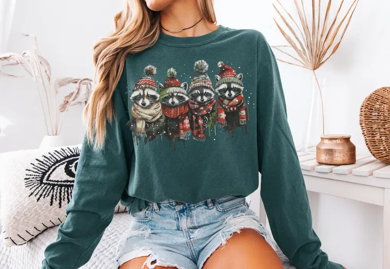 Cozy Raccoons Feral Graphic Longsleeve Crewneck